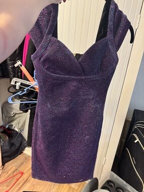 Armani Exchange Sparkle Plum Bodycon Mini Dress